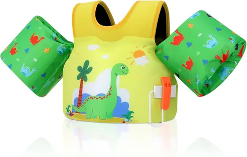 Vista 21 de MoKo Chaleco de natación para niños pequeños de 13-30/20-50/22-66 libras, flotadores de brazo de natación de dibujos animados, alas de agua