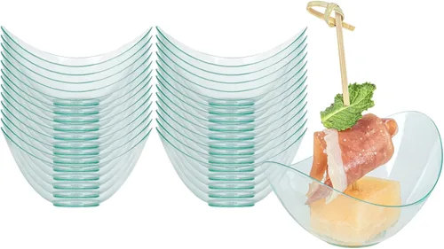 Vista 3 de Restaurantware Platos de salsa de 2 onzas, 100 tazas ovaladas para inmersión, cuencos desechables de plástico negro para salsa de soja, diseño único