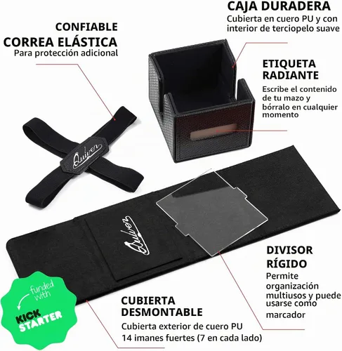 Vista 2 de Quiver Time Caja de cubierta Citadel Commander negra para tarjetas MTG y Negro