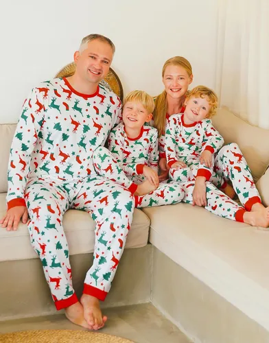 Vista 40 de VAENAIT BABY Infant Toddler Kids Adult Couple Family Matching Women Men Christmas Pjs Xmas Holiday Buffalo Plaid Pajama Set