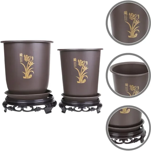 Vista 7 de 2 Sets Orchid Flower Pots with Bases, ABS Plastic Planters