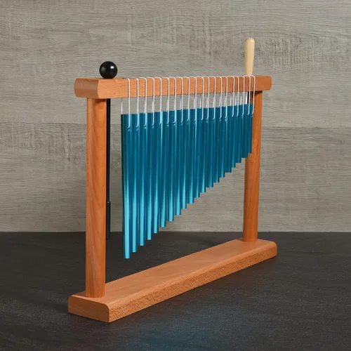 Vista 4 de Campana de Viento de Mesa de 20 Tonos, Campanilla, Instrumento de Percusión Musical con Mazo, Azul
