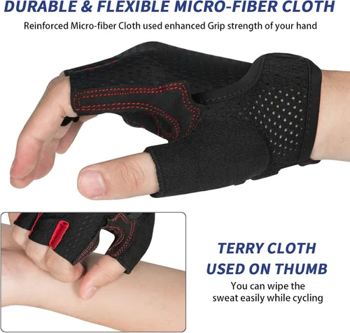 Vista 3 de MOREOK Guantes de ciclismo para hombres y mujeres almohadilla de gel transpirable antideslizante de 0.197in Guantes de ciclismo de medio dedo