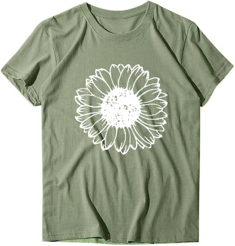 Vista 2 de Camisetas de manga corta para mujer, estilo casual, tallas grandes, holgadas, holgadas, con estampado de flores, de manga corta, blusa para mujer