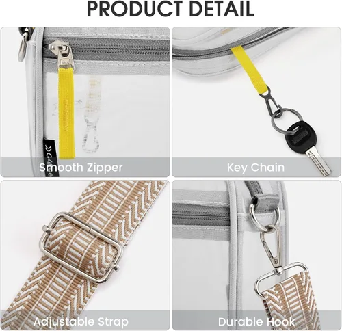 Vista 6 de G4Free Clear Sling Bag Clear Crossbody Mesh Purses for Women, Transparent Lightweight Chest Bag