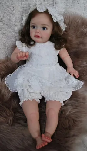 Vista 3 de Muñeca Reborn Baby de 24 pulgadas, muñeca de niña recién nacida realista que se ve real, linda y realista de silicona recién nacida, muñeca Reales