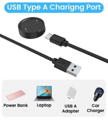 Vista 6 de Cable de carga USB compatible con Amazfit Bip 6/Active 2 cargador magnético de repuesto para reloj inteligente para accesorios Amazfit, 3.3 pies