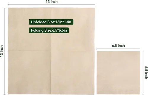 Vista 3 de MORGIANA 100 servilletas de papel desechables, servilletas ecológicas biodegradables, servilletas compostables, servilletas de cóctel marrones