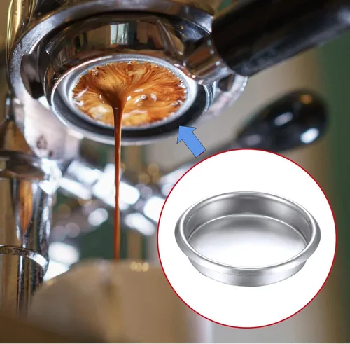 Vista 5 de Cesta de retrolavado de 2.126 in, inserto de acero inoxidable con filtro ciego de metal, accesorios para máquina de café, cesta de filtro ciega