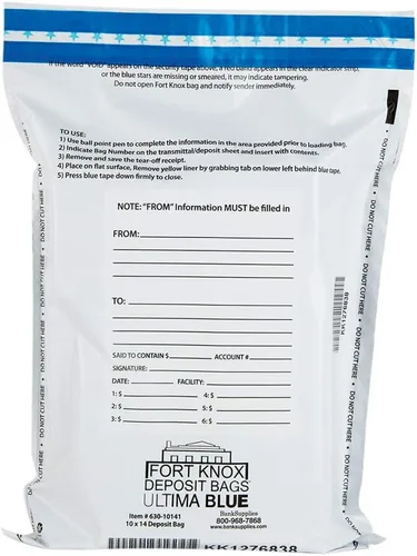 Vista 11 de BankSupplies Ultima - Bolsas de seguridad a prueba de manipulaciones azules – 9 x 12 pulgadas – Bolsas de seguridad blancas opacas – Cierre