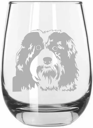 Vista 93 de Shar Pei (chino) - Vaso de vino sin tallo grabado para perro, 15.25 onzas