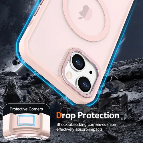 Vista 1346 de Anuck - Funda magnética para iPhone 11 compatible con MagSafe, carcasa trasera mate translúcida dura, borde de TPU, delgada, resistente a impactos