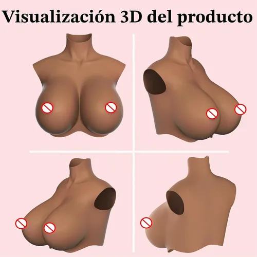 Vista 4 de B-S Cup Silicone Breasts Forms, Plus Size Breastplate Marrón