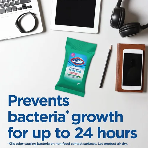 Vista 6 de Clorox Paquete económico de toallitas desinfectantes, paquete de viaje de 24 x 9 ct de aroma fresco y 3 toallitas de limón crujiente y aroma fresco
