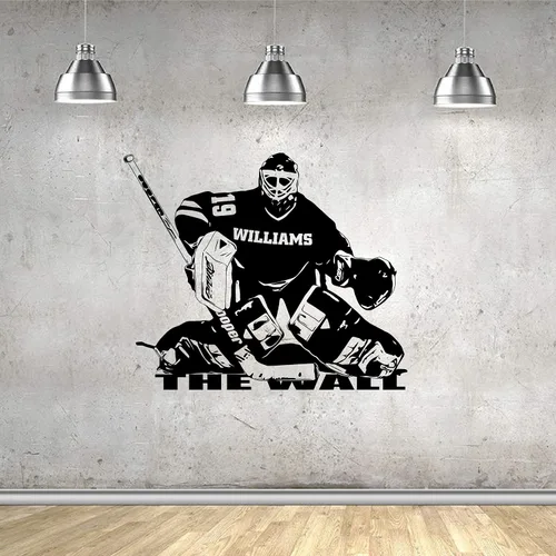 Vista 8 de Calcomanía de pared personalizada con nombre de portero de hockey de jugador, elige tu nombre y número, camisetas de jugador personalizadas