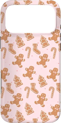 Vista 22 de iPhone 16 Pink Gingerbread Cookie Christmas with Polka Dots Case