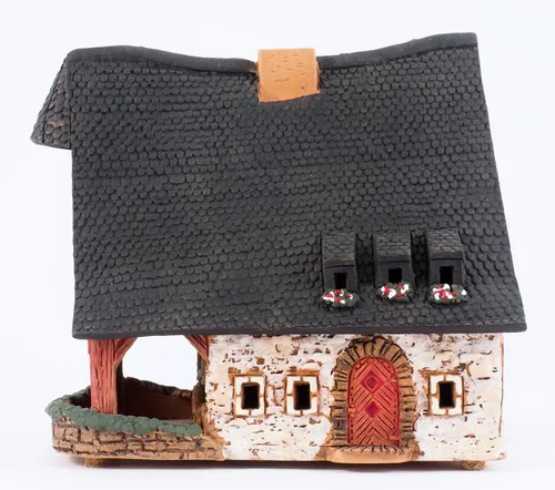 Vista 6 de Ceramic Houses and Villages Collection - Miniatura coleccionable hecha a mano de la antigua herrería histórica en Rothenburg, Alemania - Portavelas