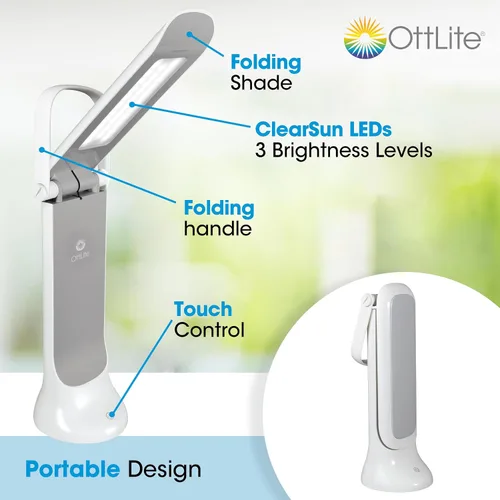 Vista 11 de OttLite Lámpara de Tarea Plegable, Negro – Pantalla Multi-Posición, Diseño Plegable, Mango Portátil, Bajo Calor, Iluminación de Bajo Resplandor, Se