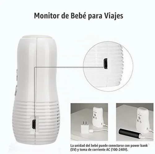 Vista 6 de Monitor de bebé de audio, monitor de bebé de audio 2.4G, intercomunicador bidireccional para el cuidado del bebé con luz nocturna digital, sonido