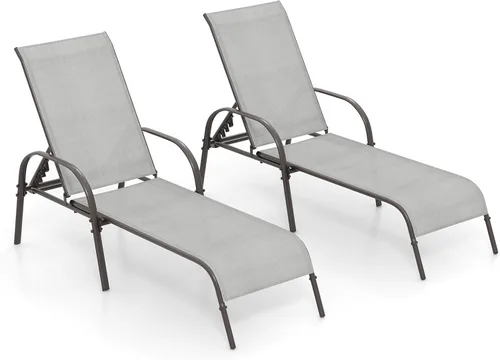 Vista 10 de HAPPYGRILL Sillón de patio, tumbona plegable para exteriores con respaldo ajustable, silla reclinable para tomar el sol, silla de bronceado de playa