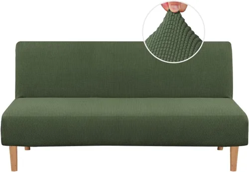 Vista 11 de H.VERSAILTEX Funda elástica para futón sin brazos, funda protectora elástica para sofá cama, textura rica en elastano, pequeños cuadros de tela Negro