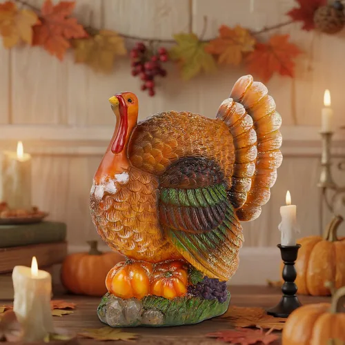 Vista 5 de winemana - Decoraciones de mesa de pavo de resina para Acción de Gracias, 9.5 pulgadas