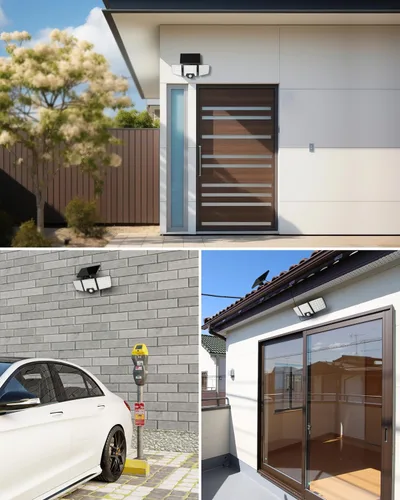 Vista 8 de Lepro Luces solares de seguridad para exteriores, sensor de movimiento 2 en 1, control remoto separado e integrado, IP65, impermeable, luces solares