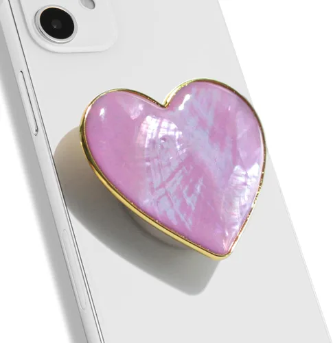 Vista 10 de OnTheGrip - Soporte plegable para teléfono móvil con diseño de concha de mar natural en forma de corazón para teléfono inteligente, tableta
