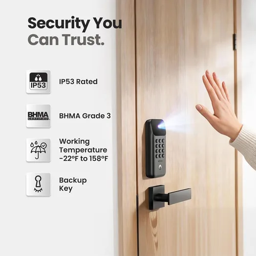 Vista 7 de Lockin Venoris Go – Cerradura inteligente – Cerradura de puerta de entrada sin llave de vena de palma – 5 métodos de desbloqueo, WiFi integrado