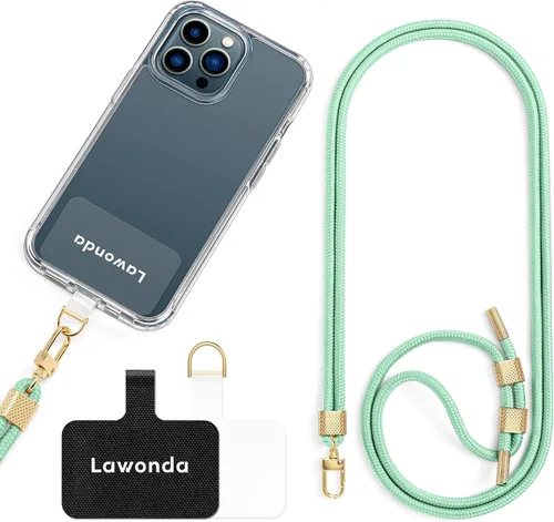 Vista 10 de Cordón universal para teléfono celular, correa antirrobo ajustable para el cuello para iPhone 17 Pro Max, 2 parches de teléfono, almohadillas