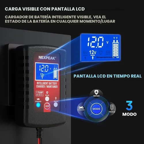 Vista 2 de Paquete de 2 cargadores de batería inteligentes totalmente automáticos de 6 V 12 V para automóvil, marina, motocicleta, cortacésped