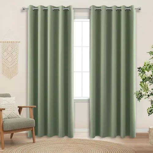 Vista 128 de KOUFALL Cortinas de Baño Aqua para Ventana, Juego de 2 Paneles Decoración Costera Cortinas Cortas Opacas para Ventana Pequeña de Cocina Puerta