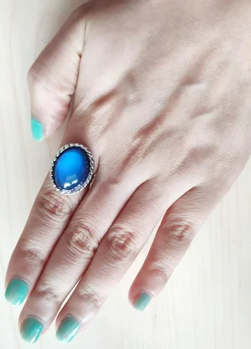 Vista 3 de 2 anillos ovalados para el estado de ánimo, estilo retro, ajustable, para amantes y amigos, talla única