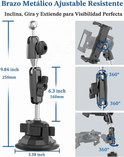 Vista 3 de Soporte para tablet de tablero y parabrisas de automóvil para tabletas y teléfonos de 6 a 15.6 pulgadas