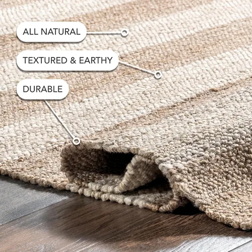 Vista 5 de Tapete NuLoom Alisia de yute, con diseño de rayas, 2' 6" x 8', blanco mate Alisia Blanquecino