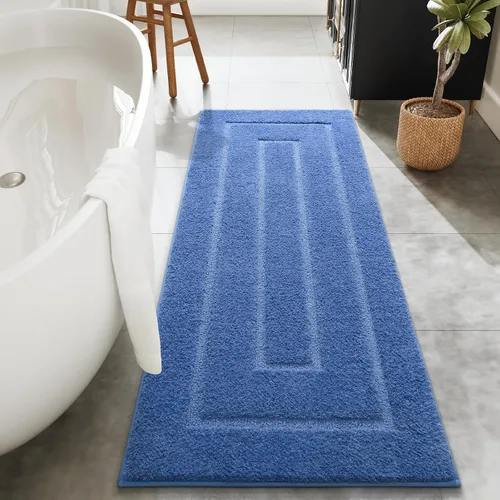 Vista 47 de HOMORE Alfombra de baño negra de 24 x 17 pulgadas, suave y absorbente, alfombra de baño pequeña, alfombra de baño lavable antideslizante para bañera