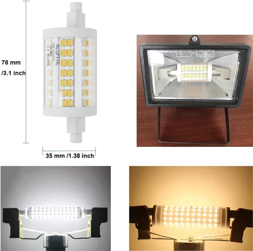 Vista 2 de R7S - Bombilla LED de 20 W, 20 W, luz de inundación de doble extremo (reemplazo halógeno T3 de 200 W), 120 V, 2400 lm, lámpara de seguridad de pared