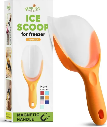 Vista 11 de Spring Chef Cuchara de hielo magnética para congelador, cuchara de palomitas de maíz de plástico flexible sin BPA con mango de agarre suave, cuchara