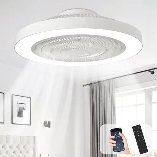 Vista 22 de Depuley Ventiladores de techo con luces y control remoto: ventilador de techo de montaje empotrado moderno de perfil bajo de 20 pulgadas con control