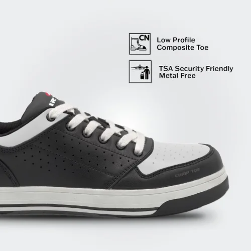 Vista 3 de Airwalk Arena Low Top Composite Toe - Zapatos de trabajo industriales para hombre, negroblanco, talla 9, medianos, cómodos y ligeros para hombres