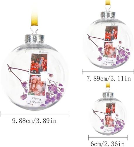Vista 2 de Bola de cristal personalizada, bolas de flores secas personalizadas, regalo de cumpleaños, decoraciones de boda, decoración de Navidad personalizada