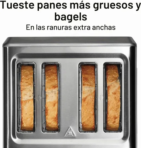 Vista 3 de Tostadora Hamilton Beach de 4 ranuras con ranuras extra anchas, ajuste para bagel, función de expulsión de pan tostado, bandeja extraíble