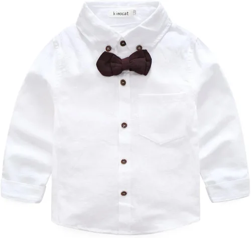 Vista 2 de Conjuntos de ropa de 3 piezas de algodón de manga larga con corbatín chaleco pantalones casual