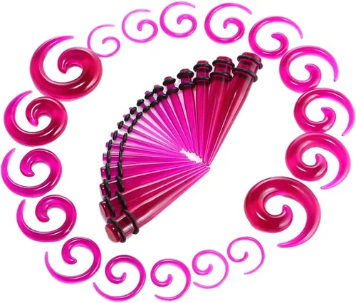 Vista 2 de Yiju Juego de 36 piezas de estiramiento de oídos, tapones de acrílico en espiral para mujeres y hombres, Acrílico, no disponible
