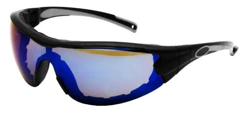 Vista 2 de Gateway Safety 21GB9F Swap Wraparound Gafas/Anteojos Híbridos de Seguridad para los Ojos, Lente Antivaho con Espejo Azul, Marco Negro con Borde