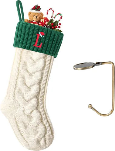 Vista 121 de Botas de Navidad personalizadas, iniciales personalizadas, 18 pulgadas, botas de Navidad tejidas con letras para colgar en la chimenea, botas