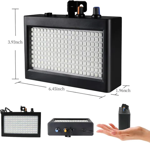 Vista 2 de Luz estroboscópica de escenario, iluminación de escenario con flash súper brillante, activada por sonido y control de velocidad, luz estroboscópica