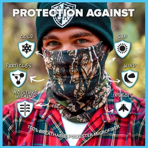 Vista 2 de SA Company Neck Gaiter 5 Pack Sun Protection Balaclava Multi Use and Stylish Face Mask Reusable Light Ski Mask