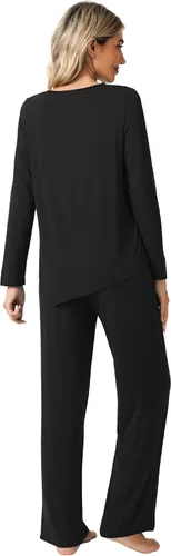 Vista 2 de WiWi Viscose from Bamboo Pajamas Set for Women Soft Long Sleeve Pj Sleepwear Knit Jammies Pants Lounge Sets Loungewear S-XXL