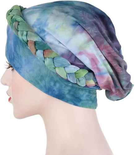 Vista 3 de Turbante trenzado bonito gorro impreso